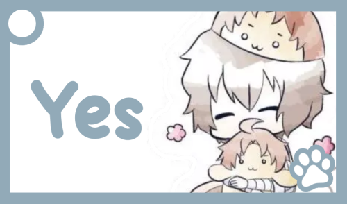 A blue communication card of Dazai. The text reads: 'Yes'