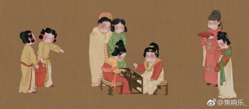 dressesofchina:Cartoon drawings of Tang-dynasty paintings and figurines by 焦响乐