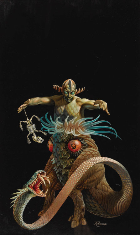 weirdlandtv:Cover illustration by Rowena Morrill for the H.P. Lovecraft story, The Dunwich Horror (1