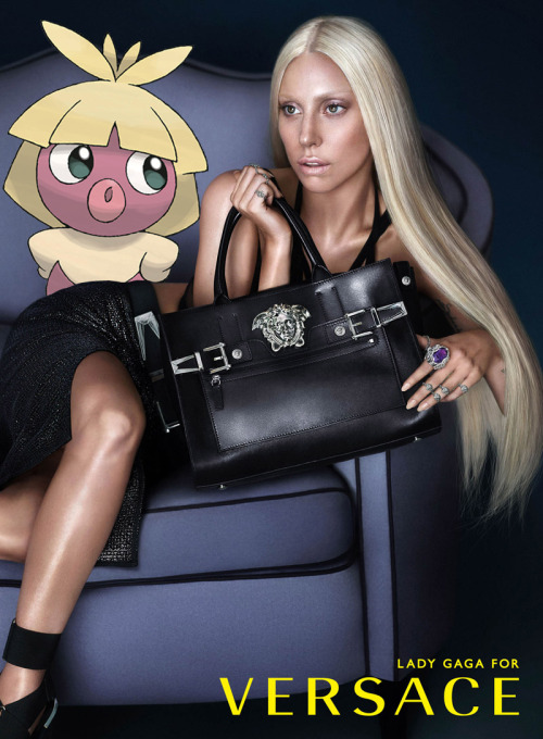 pokexfashion:versace spring/summer 2014; lady gaga & smoochum