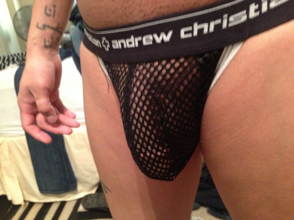 andrewchristian:  Classic Mesh Andrew Christian Jock worn by a fan.  Submit a photo
