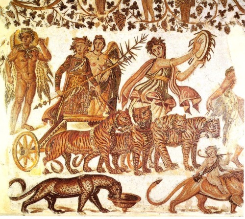 mythologyofthepoetandthemuse: Triumph of Bacchus, Roman mosaic,Sousse, Tunisia.