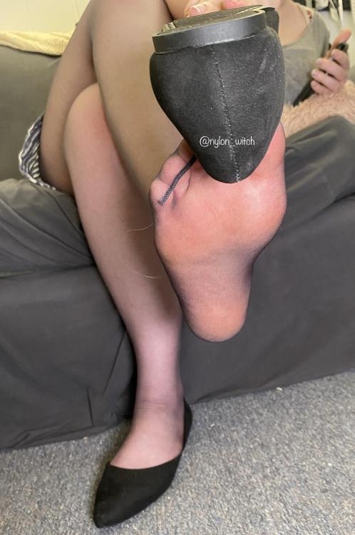 Taking off my flats and revealing my stinky sole