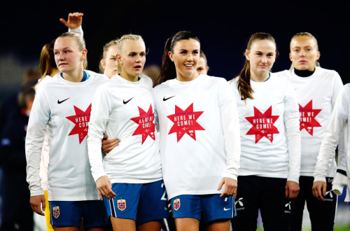 Norway National Team celebrates after becoming the third team to qualify after the UEFA Women’s EURO