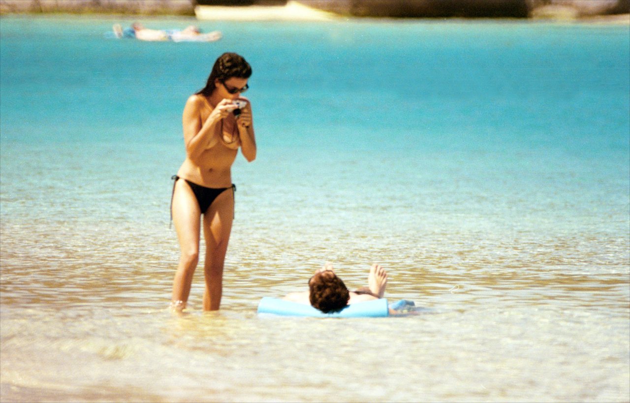 toplessbeachcelebs:  Penelope Cruz (Actress) swimming topless on the beach (February