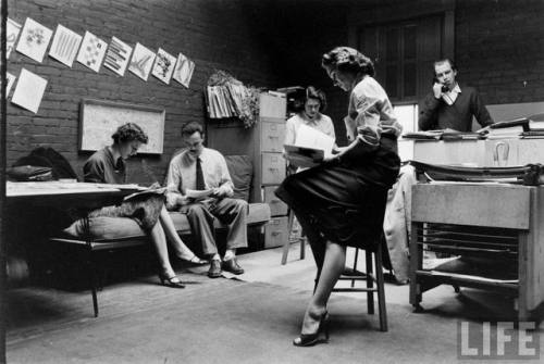 This has all the earmarks of an arts magazine staff going over latest submissions(Alfred Eisenstaedt