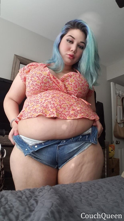 couchqueenie:  From size 6 to 16.My feeder and I set something in motion. But I think our little experiment has gotten out of hand. I’ve been stuffed and stretched and fattened to the point where my body will never be the same.My feeder is concerned