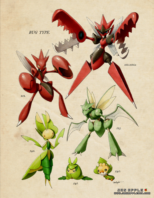 PKMN Vintage Bug Type - Mantis]Vintage style illustrations of my favorite Pokemon type janapple513.c