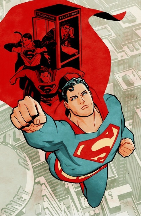 jetslay:
““ Clark Kent changing into Superman sequence.
Artworks by Jorge Jimenez, Cliff Chiang, José Luis García-López, Alex Ross, and Brian Stelfreeze.
” ”