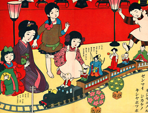 thekimonogallery:boudhabar:ヒナマツリ　ノ　ヒHinamatsuri no Hi.  About 1930′s, Japan  