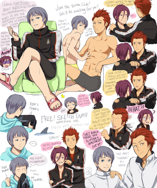 Free! Sketch Dump 3: the Samezuka boys - For the anon requesting for more Free! stuff :3