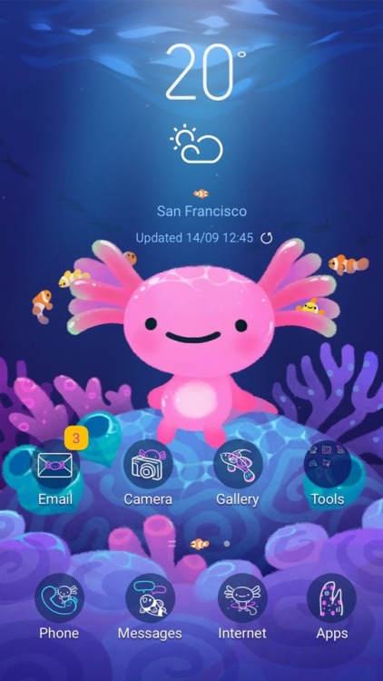 pikaole:Coral AxolotlPlz search ‘pikaole’ on Samsung theme & LINE store :)[ Patreon / twitter / 