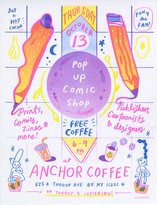 natalie-andrewson: Next Thursday, October 13th, Anchor Coffee in BK, NY is hosting a Comic Pop-Up Sh