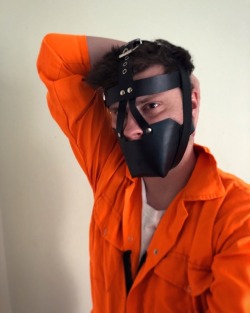 farmer77gaged:  Muzzle and orange coveralls