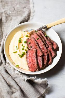 greatfoods:  Ghost Pepper &amp; Salt Rubbed Sirloin and 3 Cheese Mashed Potatoes