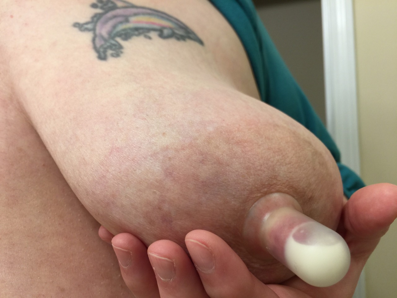 milkytits217:  1/27/16: playing with Supple Nipps during lunch.