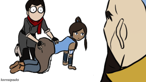korraspeaks:  Tenzin walks in on some private Mako and Korra time… 
