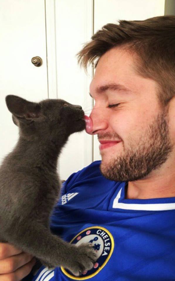 catsbeaversandducks:  “All you need is love… and a cat.” Photos via Real Men