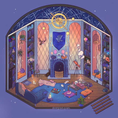 evergreenqveen:Hogwarts common rooms 