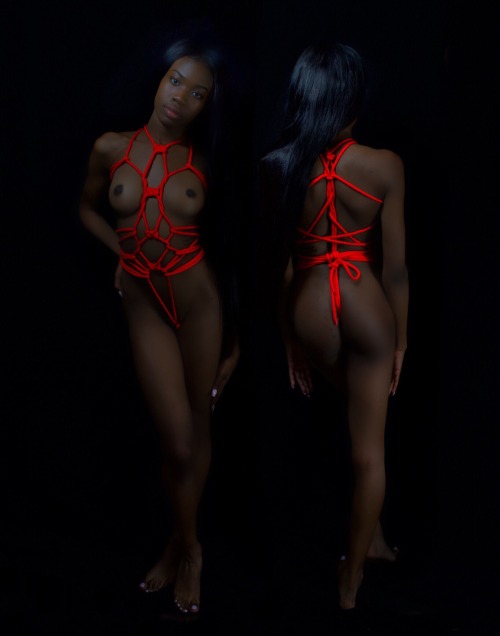 prettyperversion:  “Roped in red”  Photographer @prettyperversion Model @therealcierra.j  on Instagram go check her out.   Don’t remove caption or credit or you will be blocked. 