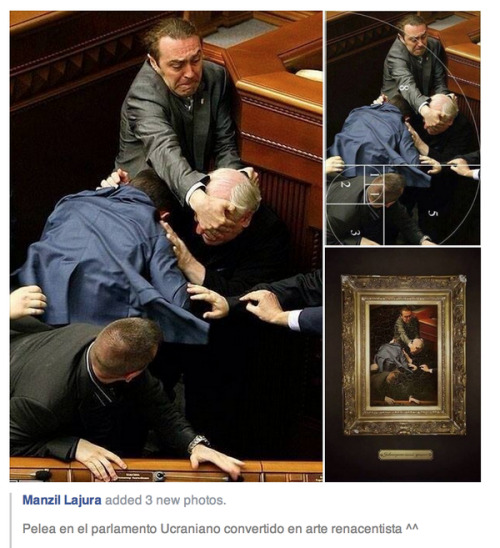 peternyc: Photo of a fight in the Ukranian Parliament or Renaissance painting? 