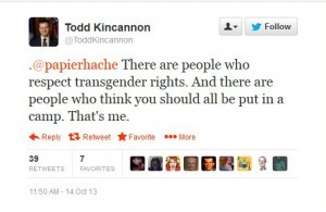 rampagey:  amydentata:  robot-heart-politics:  GOP Politician Tweets That Transgender People Should Go To Concentration Camps  Todd Kincannon later conceded that, if concentration camps aren’t going to work, “mental institutions will do just fine”