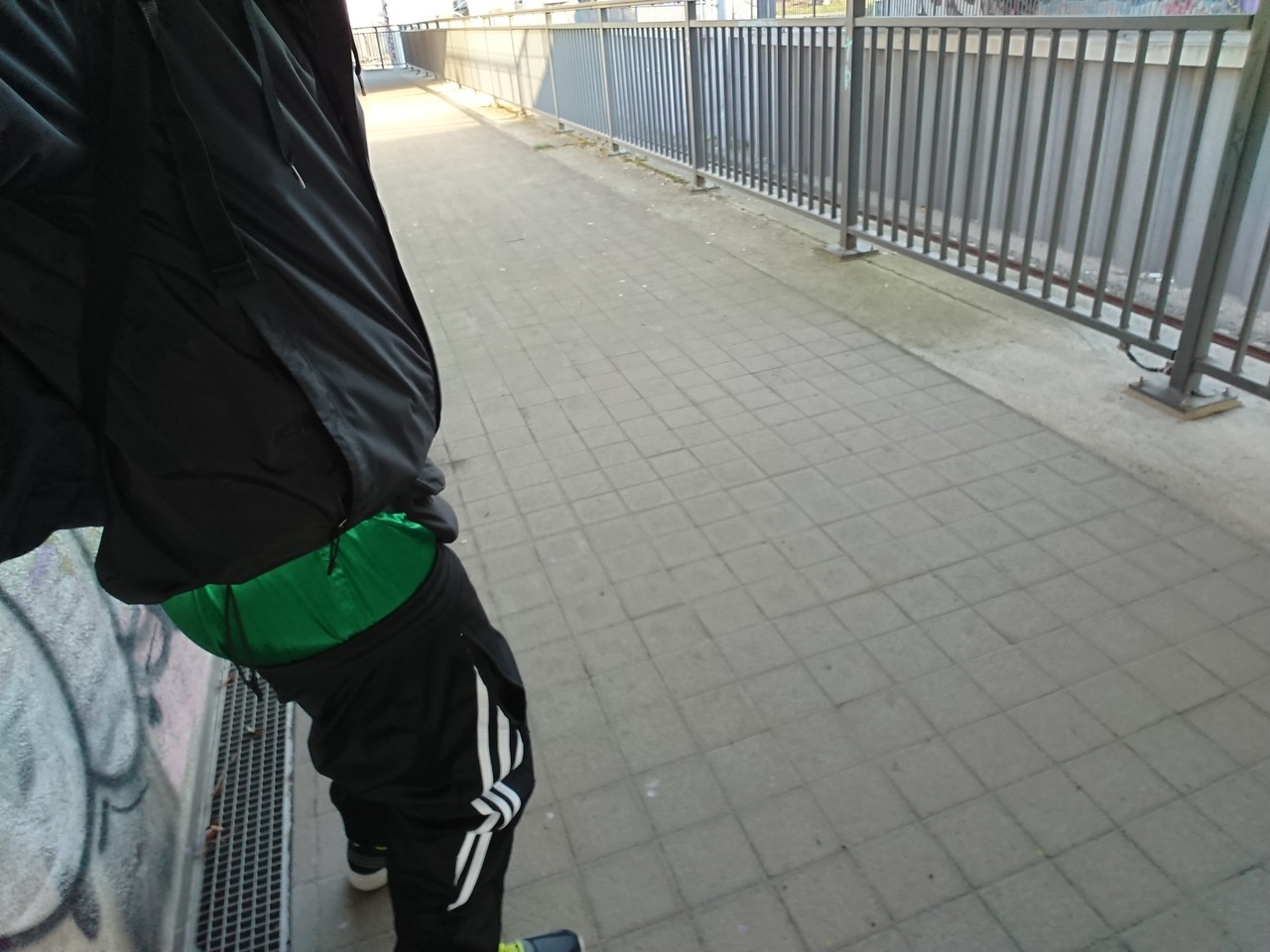 Sagger Daniel — Sagging in my Adidas trackies and Green silky...