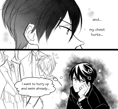 shotas:  part 2 of my jealous!haru comic!!!sorry this took a while i got distracted with S2 announced and all!!!!!i have no idea where i’m going with this…….. but drawing haru pouting was fun…… so fun he had to pout in every panel  _(:3