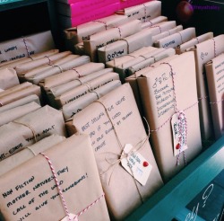 raininq:  dazily:  I went to this book store and their books were wrapped up in paper with small descriptions so no one would “judge a book by its cover”  i follow back :) 