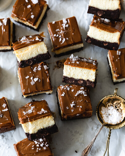 Brownie Cheesecake Bars with Dulce de Leche