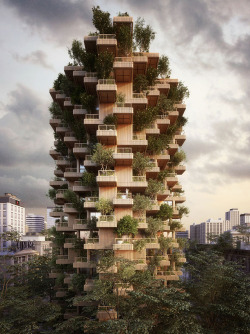 archatlas:  Penda proposes Toronto Tree Tower built from cross-laminated timber modules  Plants and trees sprout from the modular units that make up this timber-framed high-rise, proposed by architecture firm Penda for Toronto. Penda, which has offices