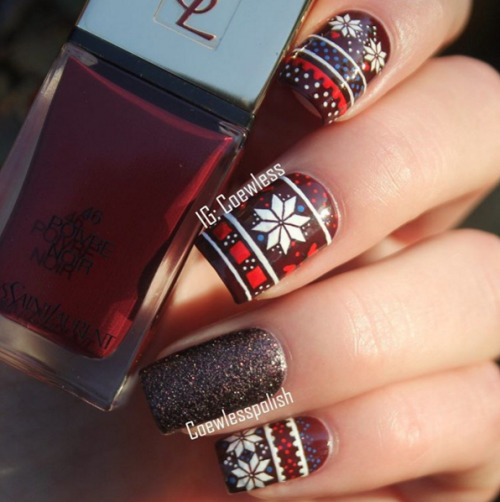 nailpornography:Fair Isle Snowflakes