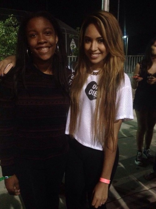 villegas-news:  Jasmine with fans at Chris Brown VS Quincy Baseball Game 