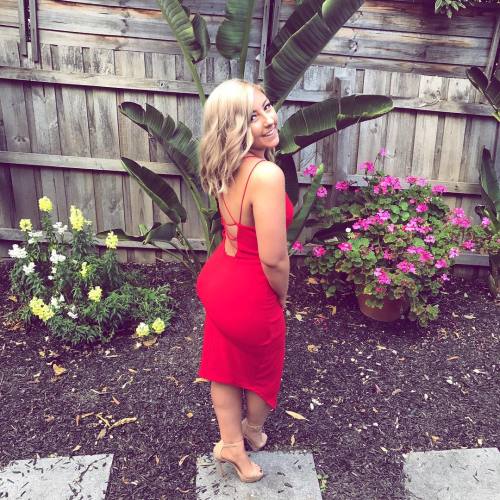 Curvy in a little red dress