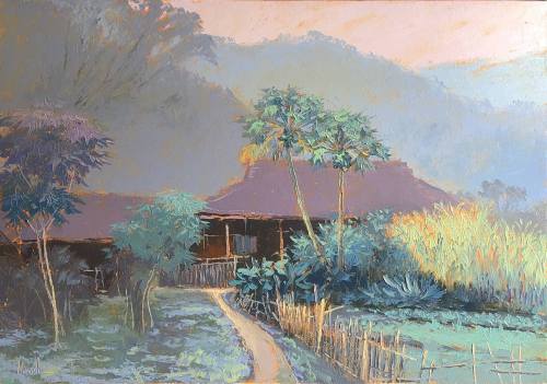 redlipstickresurrected:  Hoàng Thach Nguyên aka Hoàng Nguyên Thach (Vietnamese, b. 1985, based Bắc Giang, Vietnam) - Chiều đông (Winter Afternoon), 2022, Paintings: Oil on Canvas