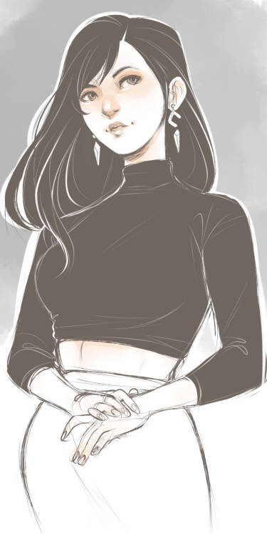 chop-stuff:Tifa Lockhart doodle.I just wanted to draw her in a cropped turtleneck