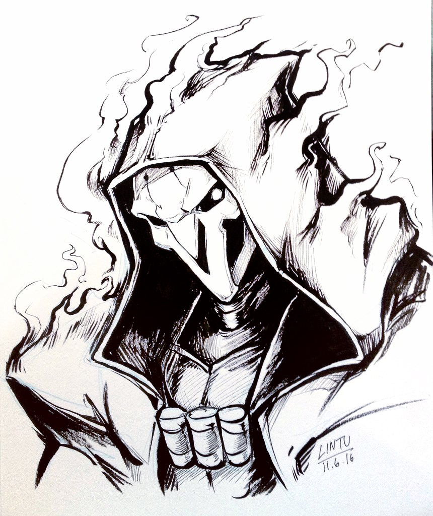 lintufriikki:  overwatch inks i drew while selling stuff at the con~ thanks everyone