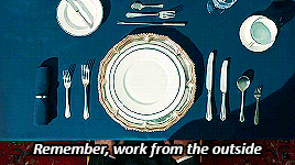 girlofspring:Manners maketh man. (x) [Tying a Tie, Dinner Etiquette]
