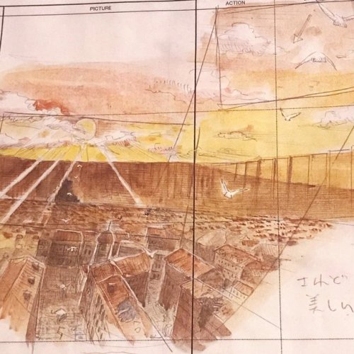 snknews: Storyboards for SnK Season 3 Ending “Requiem der Morgenröte”/“暁の鎮魂歌” Shared by Director Tachibana Masaki Tachibana Masaki, who directed and storyboarded the SnK Season 3 ED, has shared a few pages of his storyboard for the