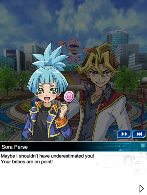 Sawatari had to bribe Sora with sweets just to get him to duel him lol