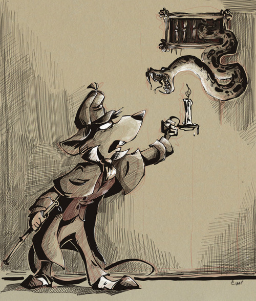 fruity-loopy:i found some more mouse detective sketches i did back when i was reading Sherlock Holme