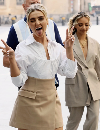 Perrie and Jade arriving for BBC 1 Live Lounge today!