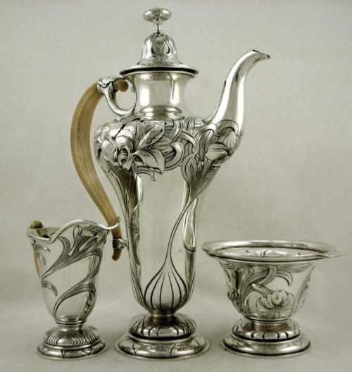 artnouveaustyle: Gorham Sterling silver coffee set, made around 1910. Found on pinterest.