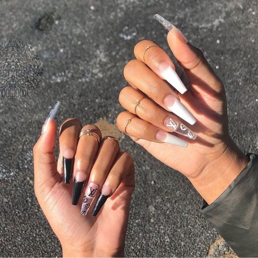 Black & White Louis Vuitton Nails