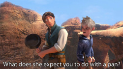 colonial-frost:  derpfire:  hareembeam:   Never underestimate the frying pan.  More Flynn and Jack adventures!  YOOOOOOOOOOOOOOOOOOOOO  guys i think this is my new brotp 