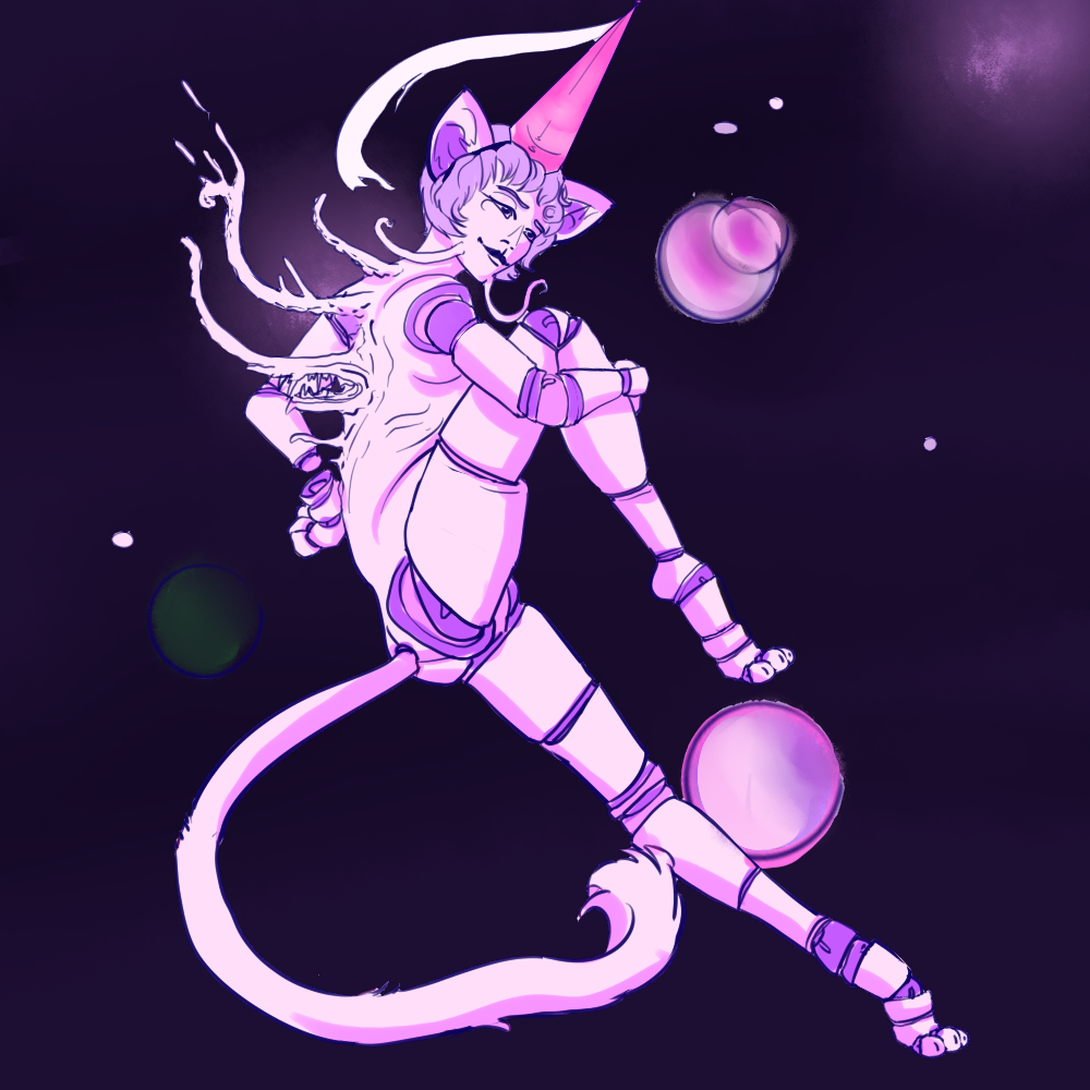 morbidoptimisim:     Twitching tail and tongue-in-cheekShe munches fruit from harlot