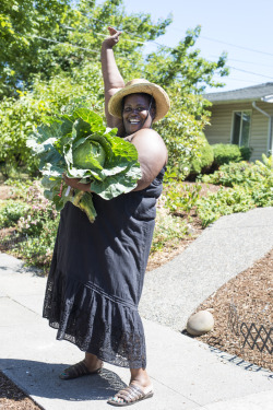 whihumph: h0neycat:  jumpingjacktrash:  humans-of-pdx:  “This is my first cabbage! You know, a lot of times they’re kind of soft, but this one is solid! It’s going to be good eatin’!“ “What are you going to make with it?”“Well, this one