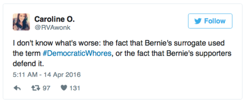 micdotcom:Bernie Sanders supporter refers to “Democratic whores” in NYC rally speechLast night at a 