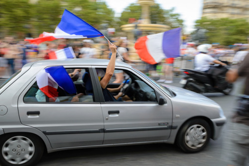 Le drapeau tricolore lors de la victoire en coupe du monde