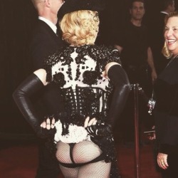 nasty-fvck: Madonna at the 2015 Grammy Awards red carpet   Muahahahahaha.  Madonna needs a sling to hold up her saggy ass